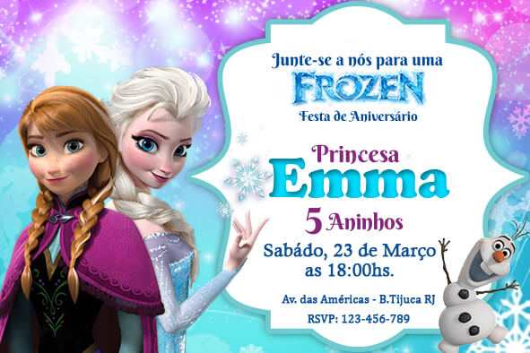 Convite Digital Frozen P/ Aniversário Festa Princesas